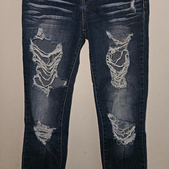 Cello Blue Jeans Distressed Destroyed Juniors Size 5 Skinny Leg - Picture 3 of 12